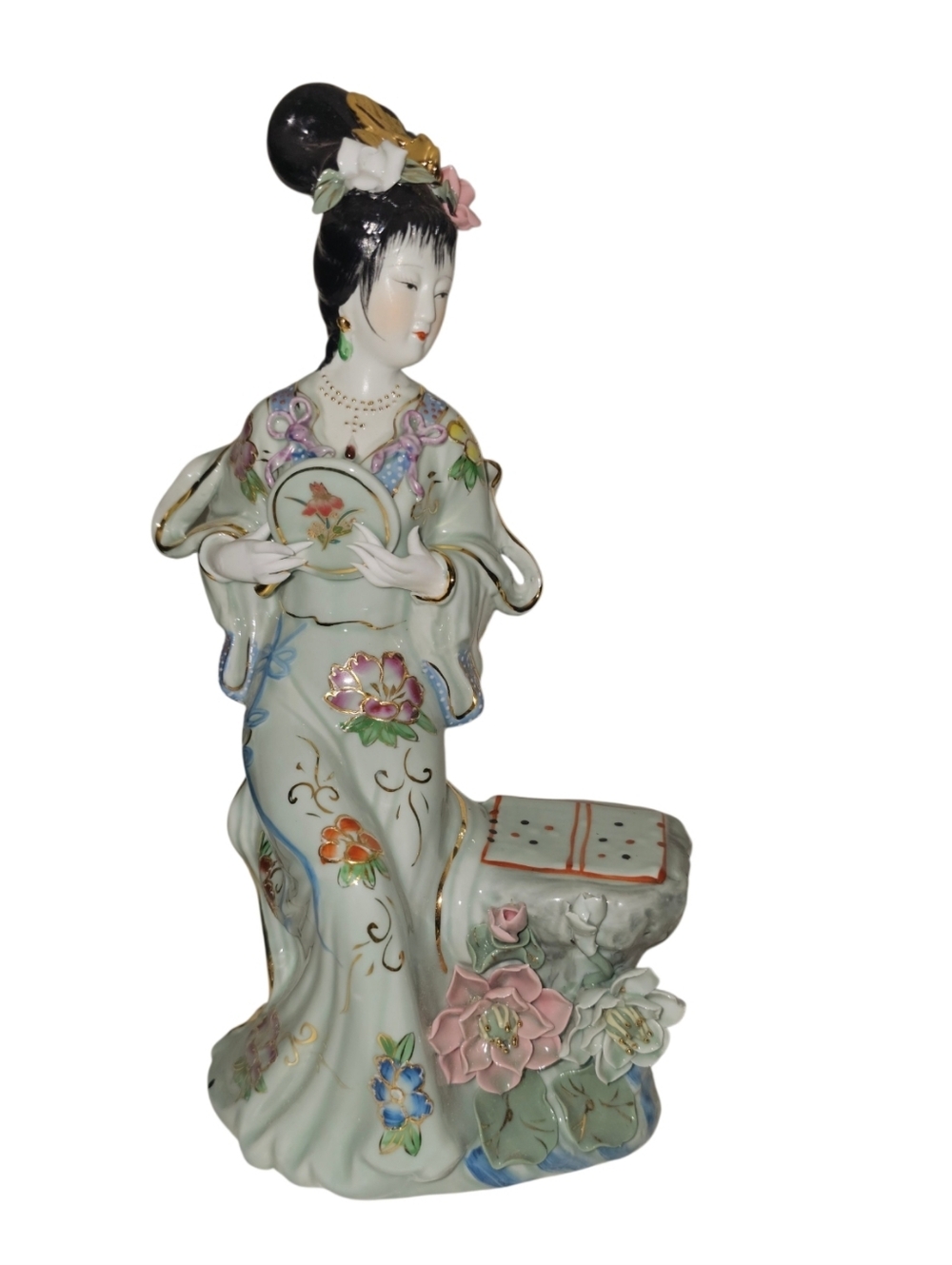 💰Vintage Hand-Painted Porcelain Geisha Figurine in Light Green